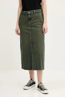 Džínová sukně Dickies zelená barva, midi, DK0A866SK571