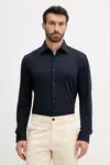 Košile BOSS pánská, tmavomodrá barva, slim, s italským límcem, 50545163