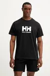 Bavlněné tričko Helly Hansen HH LOGO černá barva, s potiskem, 54596
