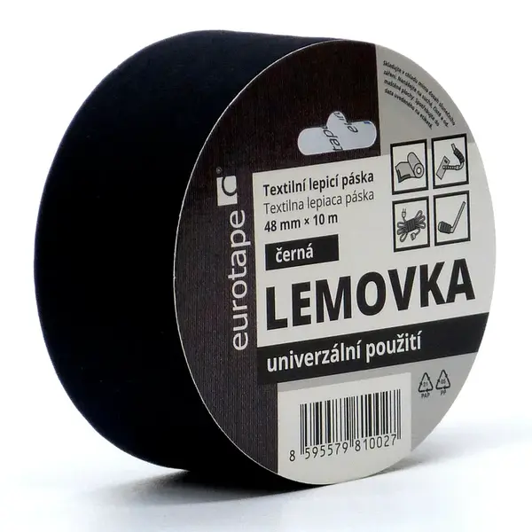 EUROTAPE Textilní lepící páska Lemovka, 48 mm, 10 m, různé barvy Barva: černá