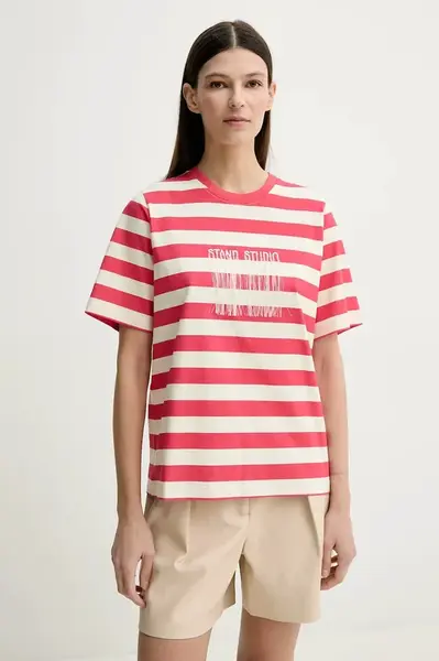 Bavlněné tričko Stand Studio Hallie červená barva, 62205-8500