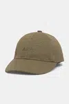 Bavlněná baseballová čepice A.P.C. casquette charlie zelená barva, hladká, COGYX.M24069