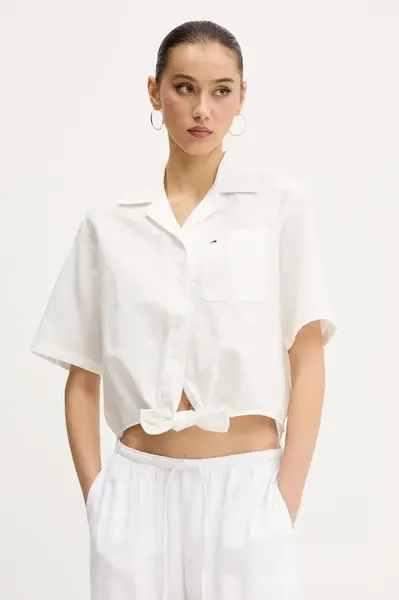 Košile s příměsí lnu Tommy Jeans