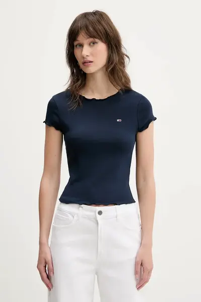 Tričko Tommy Jeans dámské, tmavomodrá barva, DW0DW20623