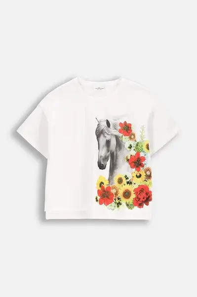 Dětské tričko Coccodrillo bílá barva, NOSTALGIC MEADOW GIRL JUNIOR