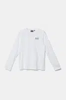 Dětské bavlněné tričko s dlouhým rukávem EA7 Emporio Armani bílá barva, s potiskem, 7B000021 AF10378