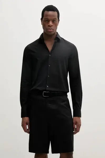 Košile Calvin Klein pánská, černá barva, slim, s klasickým límcem, LV019EU000