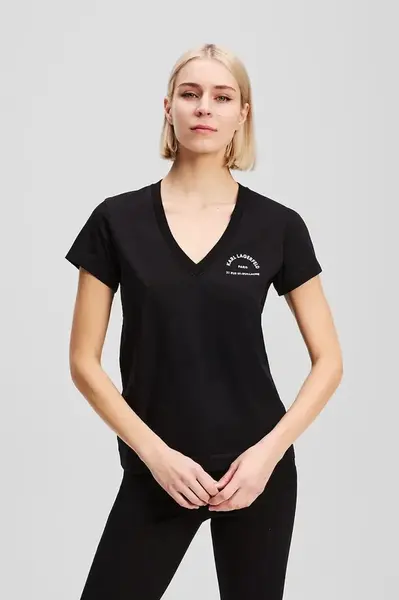 Bavlněné tričko Karl Lagerfeld dámské, černá barva, A3W17104