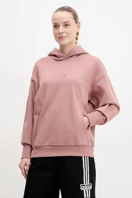 Mikina adidas ALL SZN dámská, růžová barva, s kapucí, s aplikací, JD4669