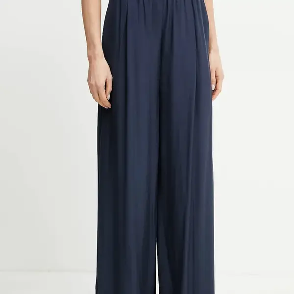 Kalhoty Patrizia Pepe dámské, tmavomodrá barva, široké, high waist, 2P1673 A057