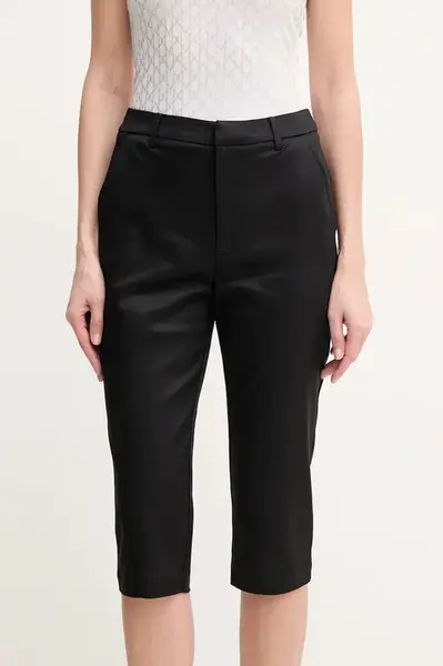 Kalhoty Guess CAPRI dámské, černá barva, jednoduché, high waist, W5GB52 WGXM2