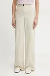Kalhoty MAX&Co. dámské, béžová barva, jednoduché, high waist, 2516131054200