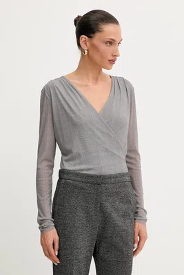 Halenka BOSS dámská, šedá barva, hladká, 50543183