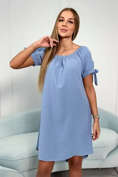 Kesi Włoski Šaty vázané na rukávech světlý denim