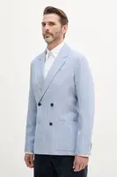 Sako s příměsí lnu Tommy Hilfiger pánské, modrá barva, MW0MW38895