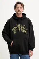 Bavlněná mikina Vans pánská, černá barva, s kapucí, s aplikací, VN000M1NBLK1
