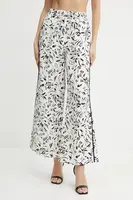 Kalhoty Karl Lagerfeld dámské, bílá barva, široké, high waist, A2W10016