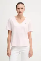 Bavlněné tričko Tommy Hilfiger dámské, růžová barva, WW0WW43901