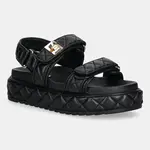 Kožené sandály Steve Madden Bigmona dámské, černá barva, na platformě, SM11003458