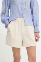 Bavlněné šortky Answear.LAB dámské, béžová barva, high waist