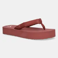 Žabky Calvin Klein Jeans BEACH SANDAL FLATFORM TTXR SATIN dámské, růžová barva, na platformě, YW0YW01723
