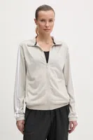 Mikina adidas W 3S TT TRIC dámská, béžová barva, hladká, JD4521