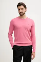 Bavlněný svetr Tommy Hilfiger pánský, růžová barva, MW0MW39999