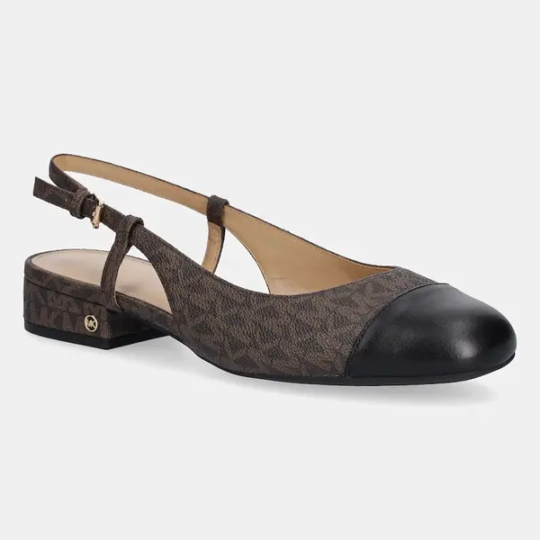 Lodičky MICHAEL Michael Kors Perla hnědá barva, na podpatku, s odkrytou patou, 40T5PLFS1B.007