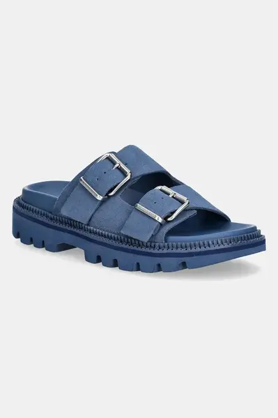 Semišové pantofle Tommy Jeans DOUBLE STRAP SANDAL SUEDE