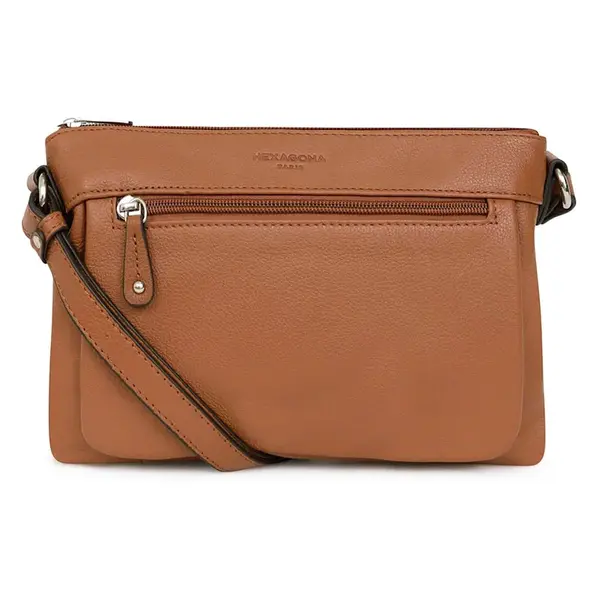 Dámska kožená crossbody kabelka Hexagona Violla - koňak