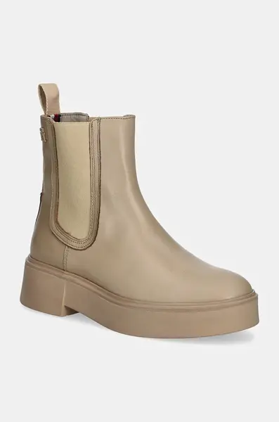 Kožené topánky chelsea Tommy Hilfiger MINIMAL LEATHER CHELSEA LOGOTAPE