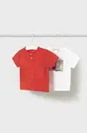 Detské bavlnené tričko Mayoral 2-pak červená farba, s potlačou, 1060