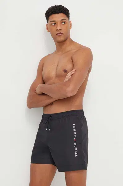 Plavkové šortky Tommy Hilfiger čierna farba,UM0UM03258