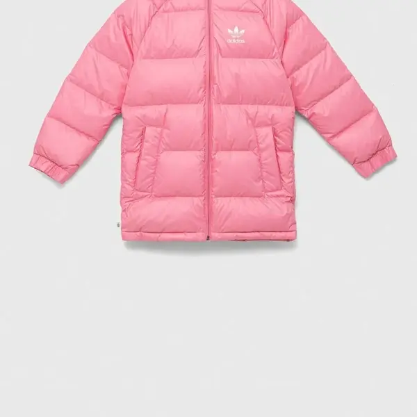 Detská páperová bunda adidas Originals DOWN JACKET ELO ružová farba