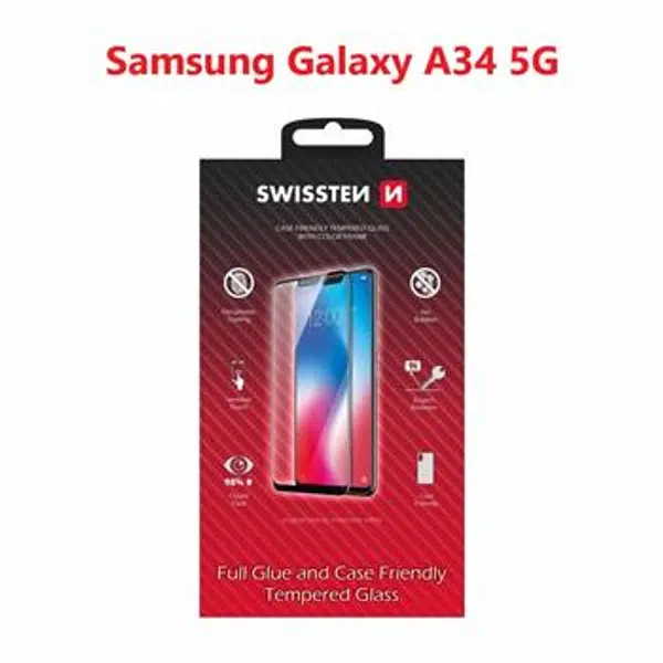 Tvrzené sklo Swissten Full Glue, Color Frame, Case Friendly pro Samsung Galaxy A14 5G, černá