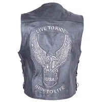 Kožená moto vesta Sodager Live To Ride Vest černá XL