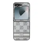Zadní kryt DKNY PU Leather Checkered Pattern and Stripe pro Samsung Galaxy Z Flip6/7 FE, béžová