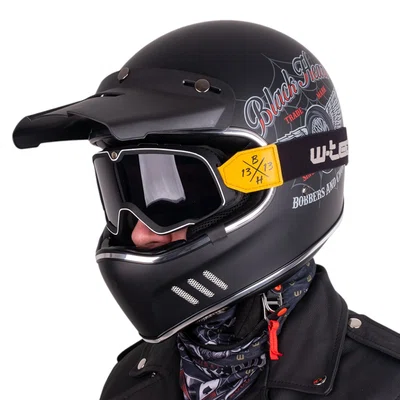 Moto přilba W-TEC Black Heart Retron s brýlemi Dalhart Angerwheel Black M (57-58)