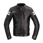 Pánská kožená moto bunda W-TEC Stripe černá s béžovými pruhy 5XL