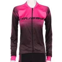 Dámský cyklistický dres s dlouhým rukávem Crussis CSW-061 černo-růžová XS