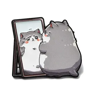 Cat with Mirror Enamel Pins