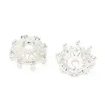 Flower Brass Micro Pave Clear Cubic Zirconia Bead Caps