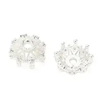 Flower Brass Micro Pave Clear Cubic Zirconia Bead Caps