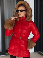 Červená zimní bunda s kožešinou