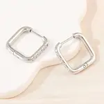 304 Stainless Steel Clear Cubic Zirconia Square Hoop Earrings