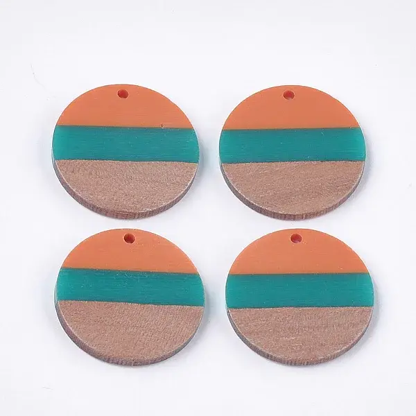 Tri-color Resin & Walnut Wood Pendants