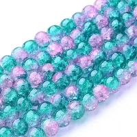 Spray Painted Crackle Glass Beads Strands