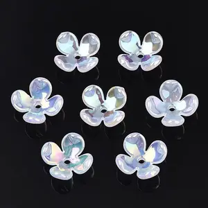 4-Petal Electroplate Acrylic Bead Caps