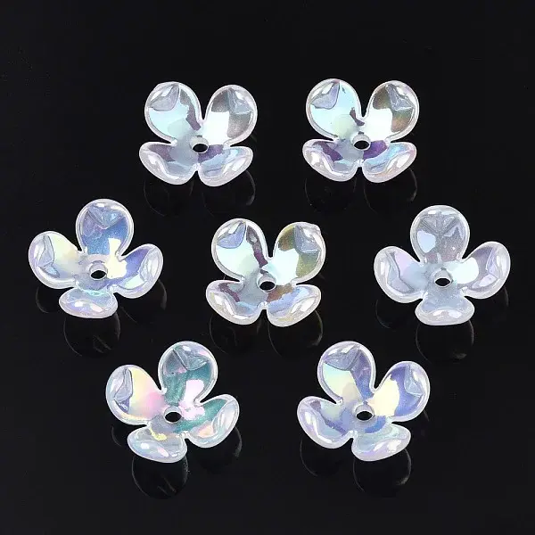 4-Petal Electroplate Acrylic Bead Caps