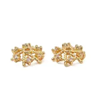 Brass Micro Pave Clear Cubic Zirconia Bead Caps